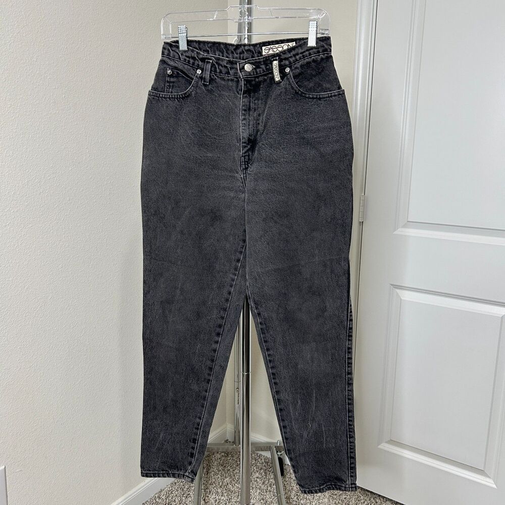 Sasson Jeans Womens 11/12 Black Vintage High Waist Tapered Mom Denim 90s Grunge
